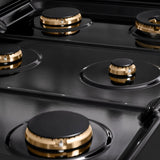 ZLINE 36" Paramount Gas Rangetop Black Stainless Steel Polished Gold SRTBZ-36-G