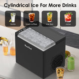 Countertop Ice Maker Machine, 26lbs in 24 Hours, 9 Bullet Ice Cubes in 6 Mins, Portable Compact, Ice Basket and Scoop Included for Home/Kitchen/Camping/RV, Black