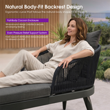 PURPLE LEAF Outdoor Chaise Lounge Thick Cushion, Aluminum Frame Patio Lounge Chair with Pillow & Lumbar Support, Wicker Armrests Sun Lounger for Poolside, Backyard, All-Weather Use
