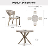 PURPLE LEAF Round Patio Dining Set with Aluminum Frame and Wicker Rattan Dining Chair with Comfortable Cushions for Deck Porch Kitchen Outdoor