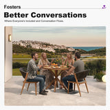 PURPLE LEAF Round Patio Dining Set with Aluminum Frame and Wicker Rattan Dining Chair with Comfortable Cushions for Deck Porch Kitchen Outdoor
