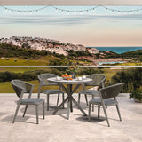 PURPLE LEAF Round Patio Dining Set with Aluminum Frame and Wicker Rattan Dining Chair with Comfortable Cushions for Deck Porch Kitchen Outdoor