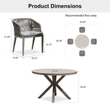 PURPLE LEAF Round Patio Dining Set with Aluminum Frame and Wicker Rattan Dining Chair with Comfortable Cushions for Deck Porch Kitchen Outdoor