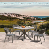 PURPLE LEAF Round Patio Dining Set with Aluminum Frame and Wicker Rattan Dining Chair with Comfortable Cushions for Deck Porch Kitchen Outdoor