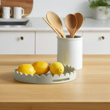 Round Scalloped Riviera Tray - Taupe