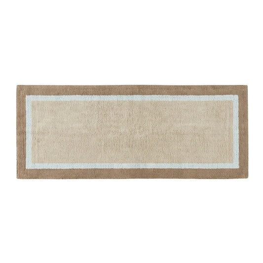 Cotton Tufted Barthroom Rugs, Taupe/Blue