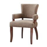 Armed Dining Chair with Nailhead Trims, Brown