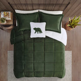 Plush To Sherpa Down Alternative Comforter Set, Green/Ivory