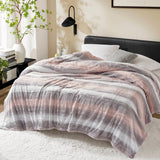 Soft Faux Fur Mink Reversible Blanket, Blush/Grey