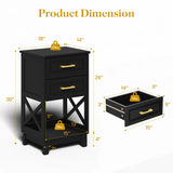 Wholesale Side Table with 2 Drawers and Open Shelf Below