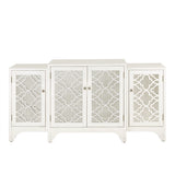 4-Door Quatrefoil Mirrored Dining Buffet Kitchen Cabinet *