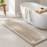 High Pile Bordered Bathroom Rug, Taupe