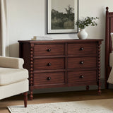 Wholesale 46"W 6-Drawer Small Spindle Wood Dresser, Morocco Brown *