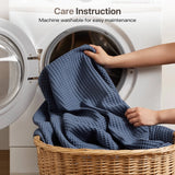 Waffle Weave Cotton Bedding Blanket, Indigo Blue