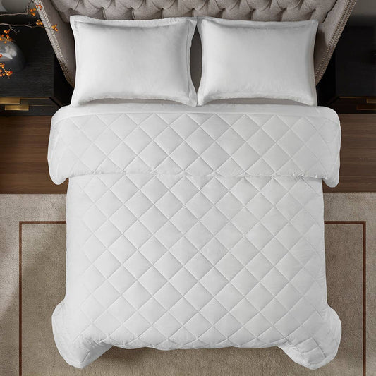 Premium Cotton Blanket with Plush Loft Fiber Fill, White
