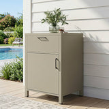 Outdoor Aluminum Single-Door Cabinet with Drawer – Rust-Proo