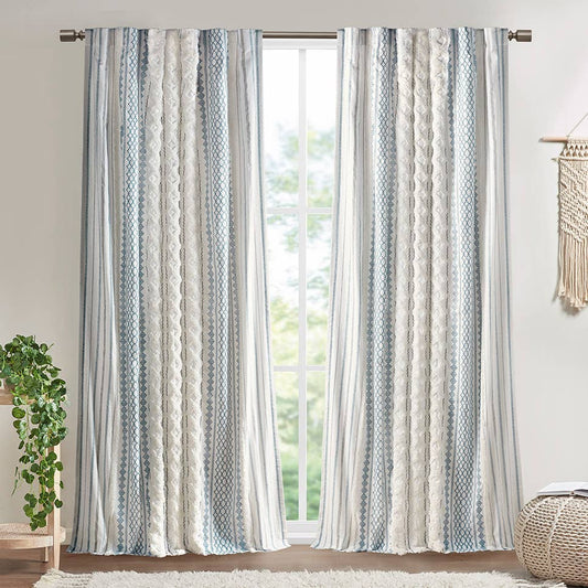 Aztec Chenille Tufted Shower Curtain, Ivory