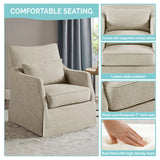 Skirted Swivel Accent Chair Mid-Century Armchair , Beige *
