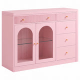 Rotatable L-Shaped Vanity Desk with Led Light, Double Arched