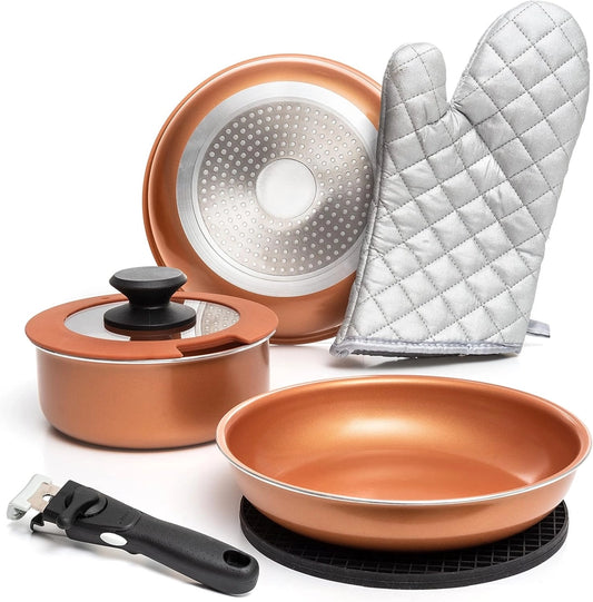 Moss & Stone 7-Piece Copper Camping Cookware Set