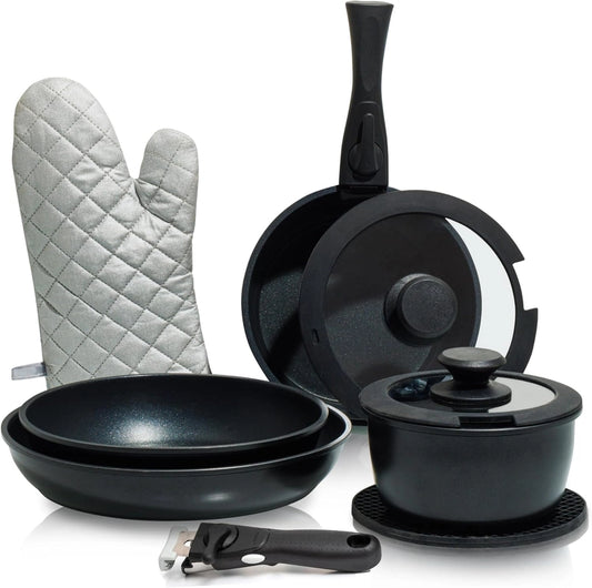Moss & Stone 10-Piece Stackable Nonstick Cookware Set