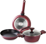 Moss & Stone 4-Piece Burgundy Nonstick Cookware Set