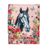 Blue Stallion Rocky Horse Floral Throw Blanket