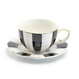 Black & White Scallop Porcelain Tea Cup & Saucer