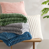 300GSM Fluffy Ribbed Plush Comforter Set,Gray