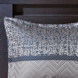 Jacquard Stripe Mosaic 7-Piece Comforter Set, Navy Blue