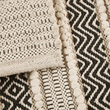 Hand-Woven Shaggy Boho Bath Rug, Black