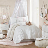 Shabby Chic Ruched Microfiber Comforter Set, White