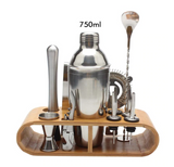 Silver Stainless Cocktail Shaker Set with Rack