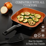 9.5" Copper Nonstick Square Grill Pan