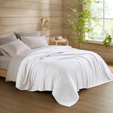 Diamond Jacquard Soft Bamboo Cotton Blanket, White