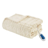 Oversized Textured Faux Fur Heated Throw Blanket