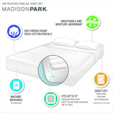 Brushed Cotton Bed Sheets Set, Full/Queen/King Sheet, White