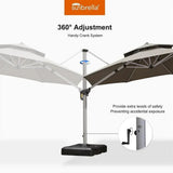 PURPLE LEAF Double Top 11 ft Round Outdoor Patio Umbrella with High Quality Sunbrella Fabric