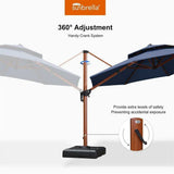 PURPLE LEAF Double Top 11 ft Round Outdoor Patio Umbrella with High Quality Sunbrella Fabric