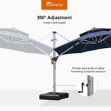 PURPLE LEAF Double Top 11 ft Round Outdoor Patio Umbrella with High Quality Sunbrella Fabric
