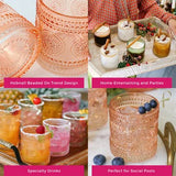 10 oz Rose Gold Hobnail Beaded Glasses Set of 6