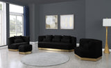 Marquis Contemporary Velvet Sofa with Brushed Gold Base – Cozy Luxury for Modern Living Spaces