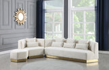 Marquis Velvet Contemporary Ottoman - Chic Comfort with Gold Stainless Steel Base for Modern Spaces