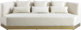Marquis Contemporary Velvet Sofa with Brushed Gold Base – Cozy Luxury for Modern Living Spaces