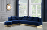Marquis Velvet Contemporary Ottoman - Chic Comfort with Gold Stainless Steel Base for Modern Spaces