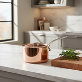 Mauviel M'3 S Copper Sauce Pan With Lid, Cast Stainless Steel Handle