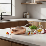 Mauviel M'3 S Copper Saute Pan With Lid, Cast Stainless Steel Handle, 3.2-Qt