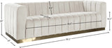 Marlon Velvet Sofa - Luxurious Channel Tufted Seating with Brushed Gold Base for Modern Elegance