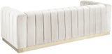 Marlon Velvet Sofa - Luxurious Channel Tufted Seating with Brushed Gold Base for Modern Elegance