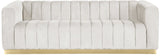 Marlon Velvet Sofa - Luxurious Channel Tufted Seating with Brushed Gold Base for Modern Elegance